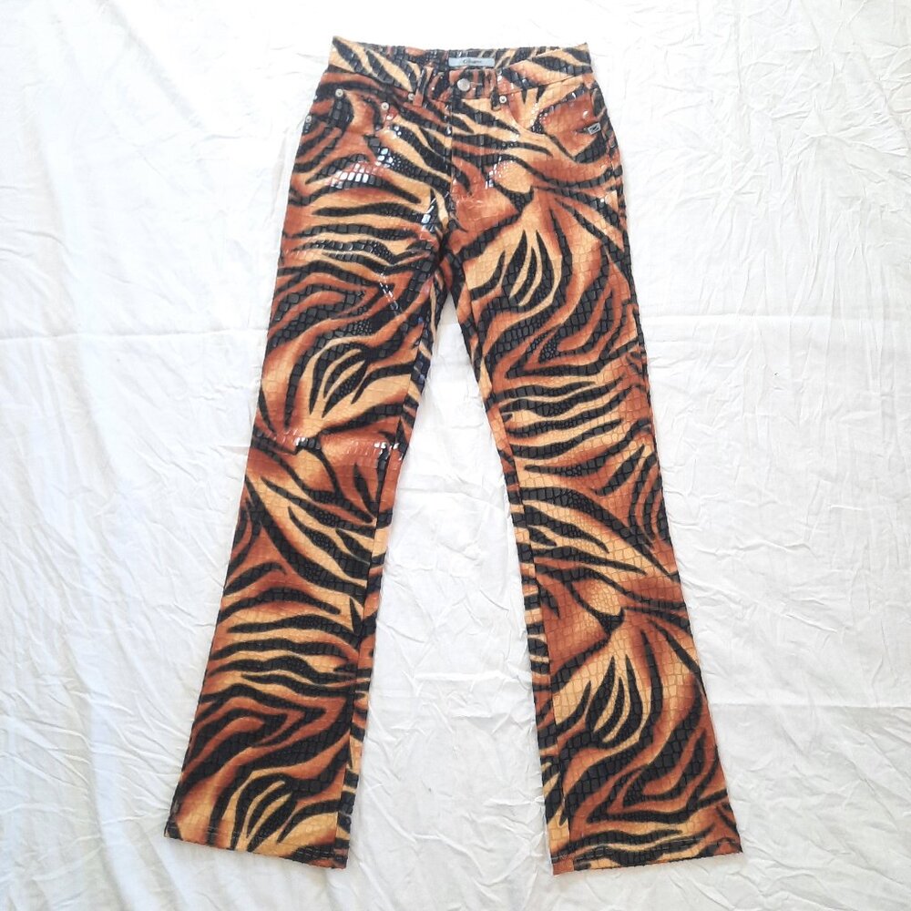 Candies Tiger Striped Snake Skin Textured Pants - Size 5